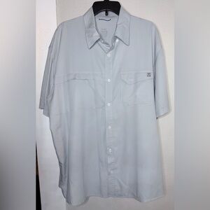 HUK Gray Tide Point Fishing short sleeve button shirt men 2XL